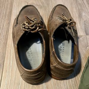 Sperry mens boat shoe loafer dark brown leather size 22